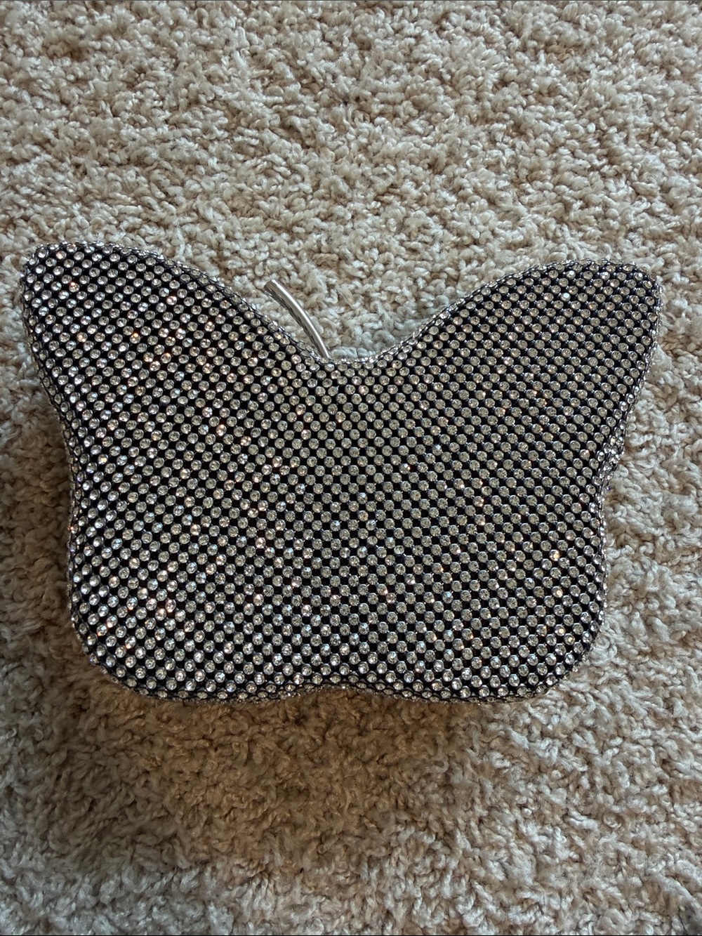 Rhinestone Butterfly Clutch Bag in Black and Silver